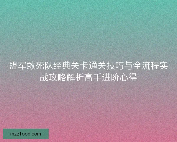 盟军敢死队经典关卡通关技巧与全流程实战攻略解析高手进阶心得