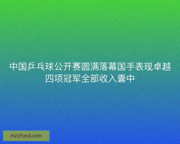 中国乒乓球公开赛圆满落幕国手表现卓越四项冠军全部收入囊中 中国乒乓球公开赛圆满落幕国手表现卓越四项冠军全部收入囊中