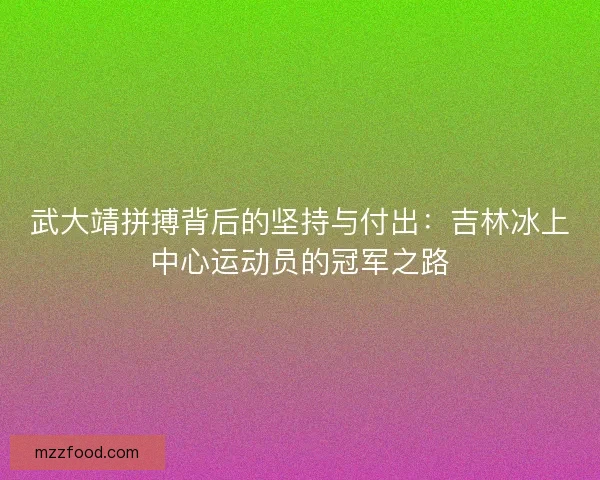 武大靖拼搏背后的坚持与付出：吉林冰上中心运动员的冠军之路