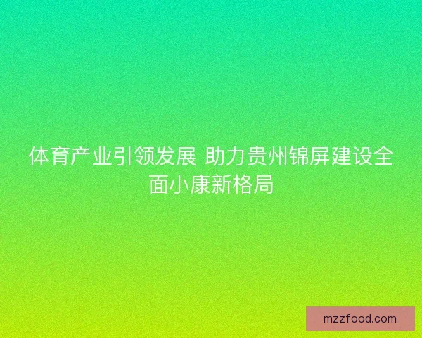 体育产业引领发展 助力贵州锦屏建设全面小康新格局